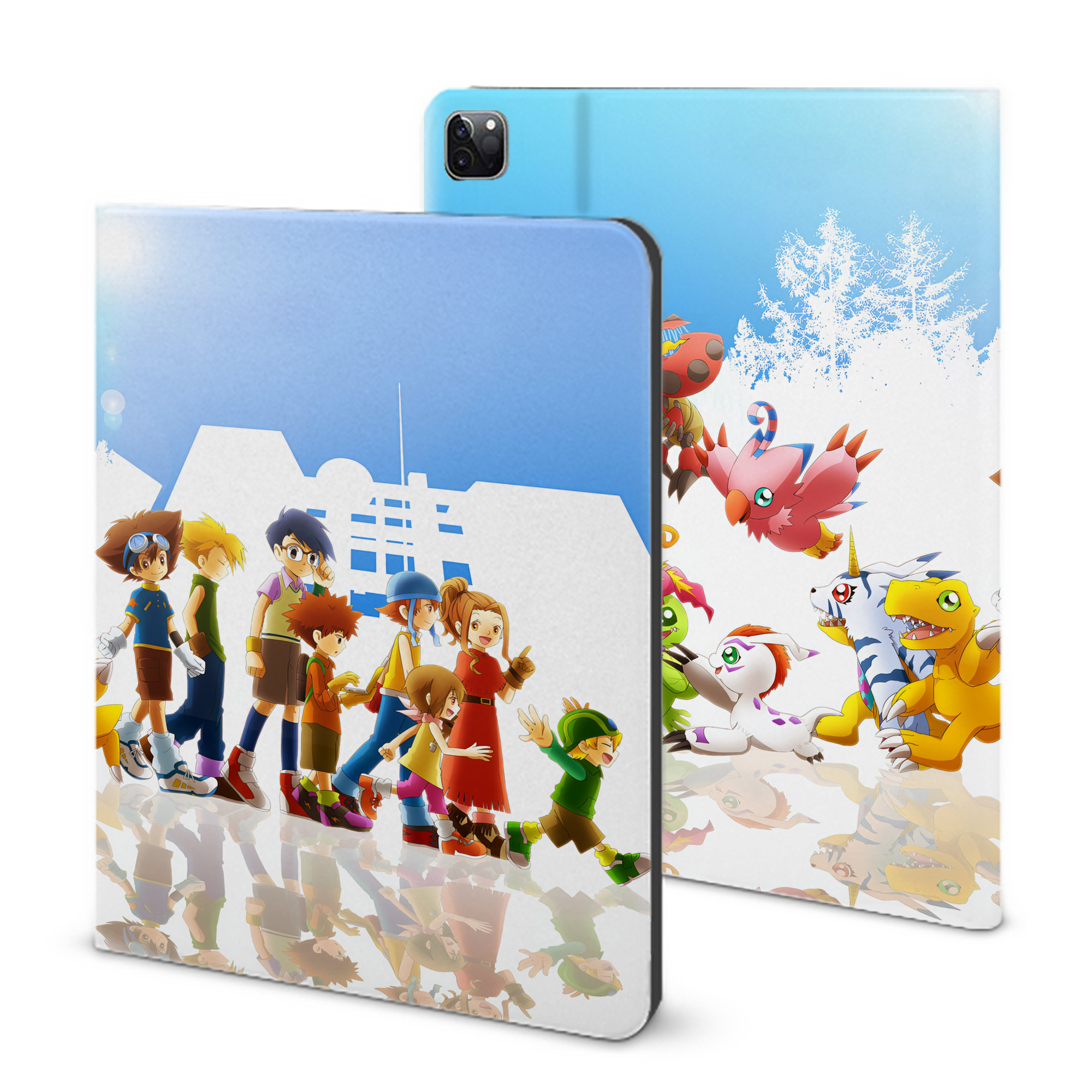 （画像用） Digimon デジタルモンスター/デジモン IPad ケース ブック型 PUレザー TPU 耐衝撃 軽量 薄型 ペン収納なし 全面保護 IPad 各モデル対応